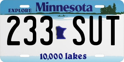 MN license plate 233SUT