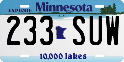 MN license plate 233SUW