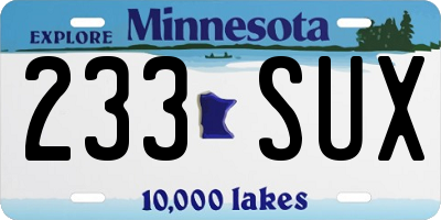 MN license plate 233SUX