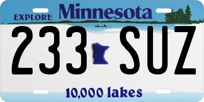 MN license plate 233SUZ