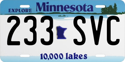 MN license plate 233SVC