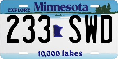 MN license plate 233SWD