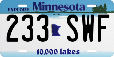 MN license plate 233SWF