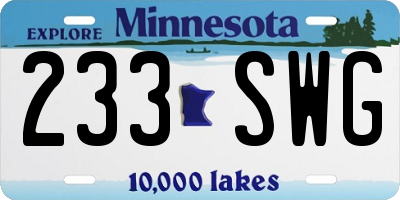 MN license plate 233SWG