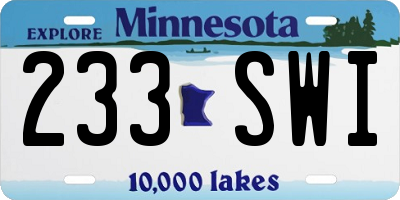 MN license plate 233SWI