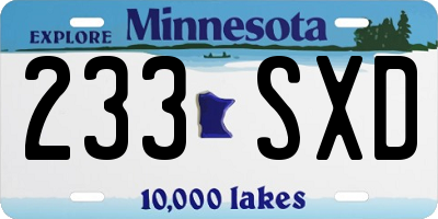 MN license plate 233SXD