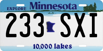 MN license plate 233SXI