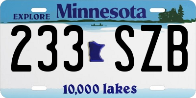 MN license plate 233SZB