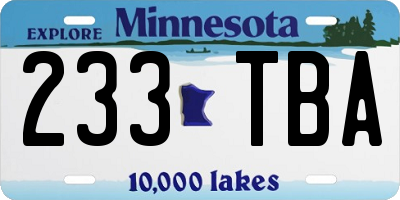MN license plate 233TBA
