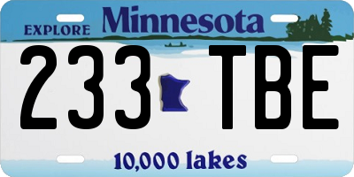 MN license plate 233TBE
