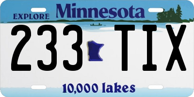 MN license plate 233TIX
