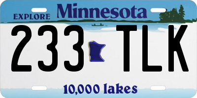 MN license plate 233TLK