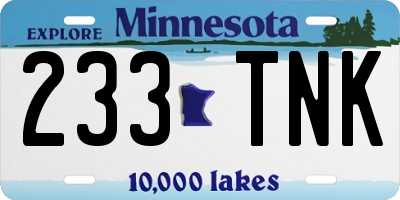 MN license plate 233TNK