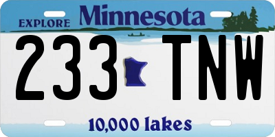 MN license plate 233TNW