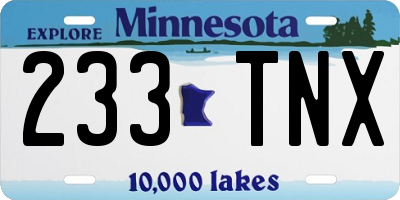 MN license plate 233TNX