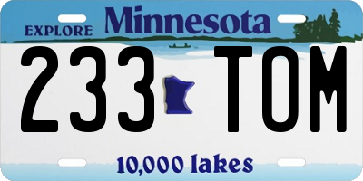 MN license plate 233TOM