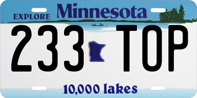 MN license plate 233TOP