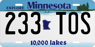 MN license plate 233TOS