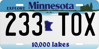 MN license plate 233TOX