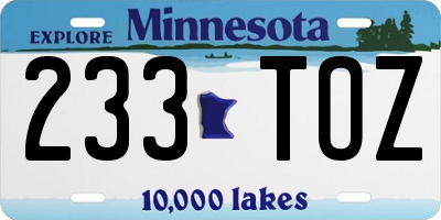 MN license plate 233TOZ