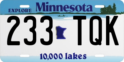 MN license plate 233TQK