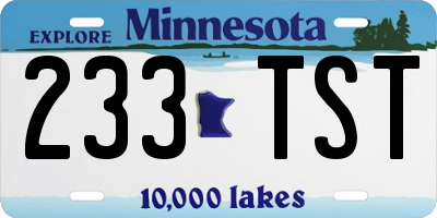 MN license plate 233TST