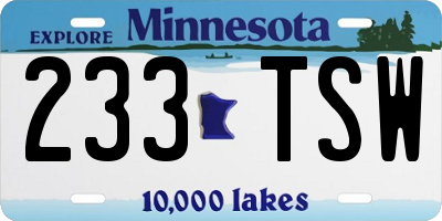 MN license plate 233TSW