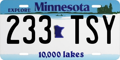 MN license plate 233TSY