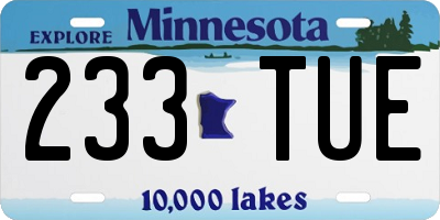 MN license plate 233TUE
