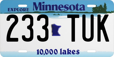 MN license plate 233TUK