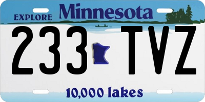 MN license plate 233TVZ