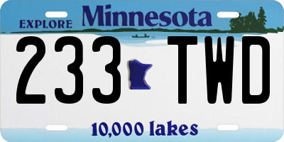 MN license plate 233TWD