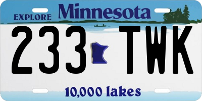 MN license plate 233TWK