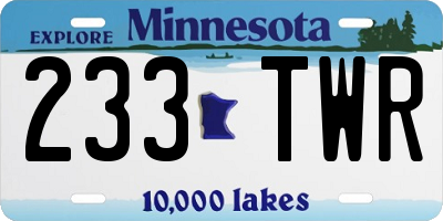MN license plate 233TWR