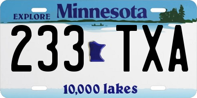 MN license plate 233TXA