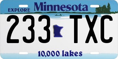 MN license plate 233TXC