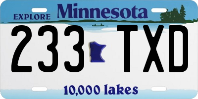 MN license plate 233TXD