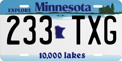 MN license plate 233TXG