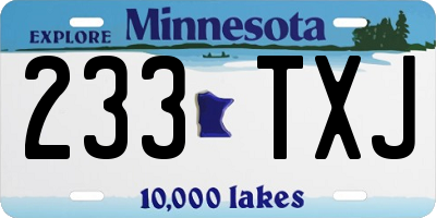 MN license plate 233TXJ