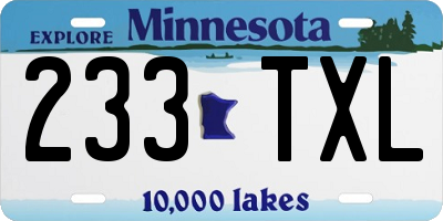 MN license plate 233TXL