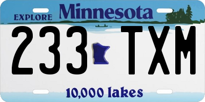 MN license plate 233TXM