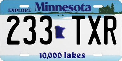 MN license plate 233TXR
