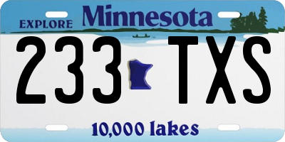 MN license plate 233TXS