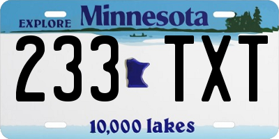 MN license plate 233TXT