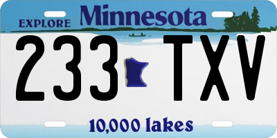 MN license plate 233TXV