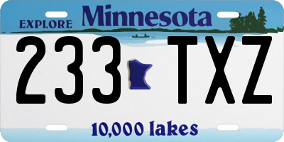 MN license plate 233TXZ