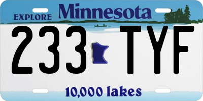 MN license plate 233TYF