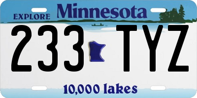 MN license plate 233TYZ