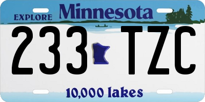 MN license plate 233TZC