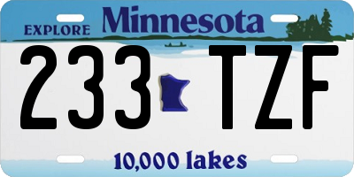 MN license plate 233TZF